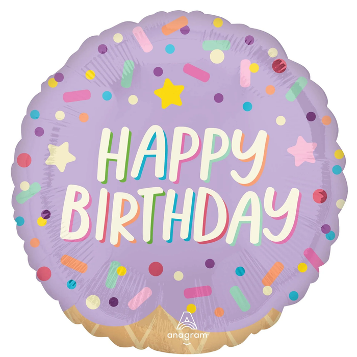 18" Ice Cream Happy Birthday Foil Balloon