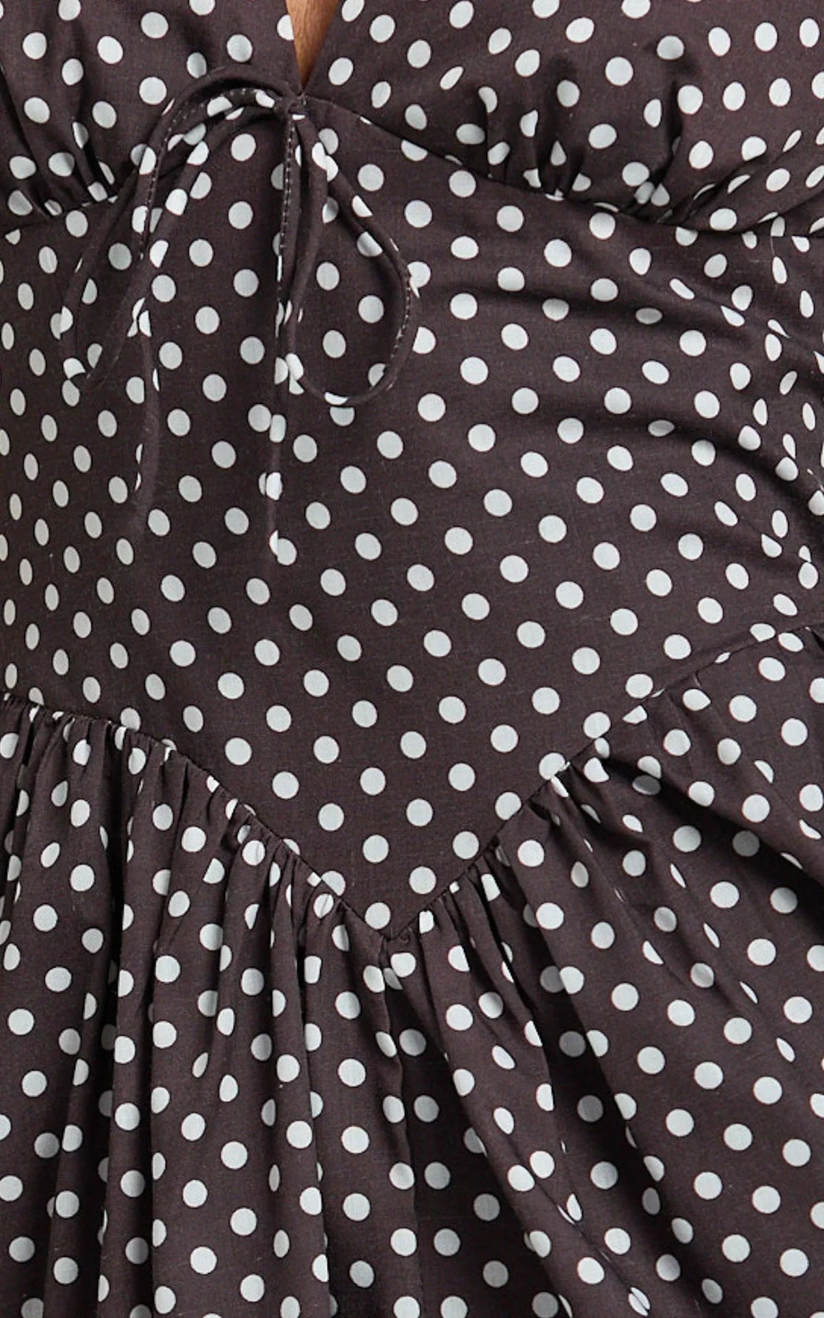 Abby Midi Dress - Neckline Dress in Chocolate Polkadot
