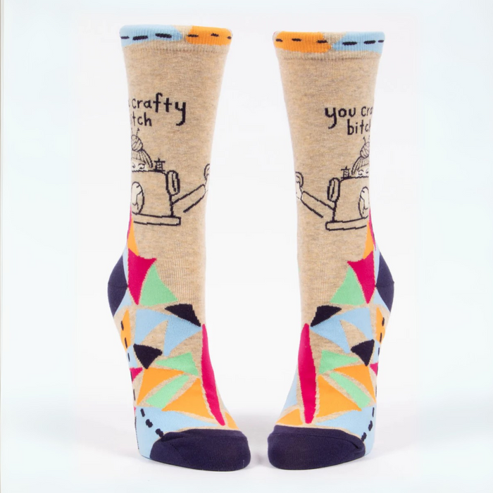 Blue Q Women's Crew Socks 'You Crafty Bitch'