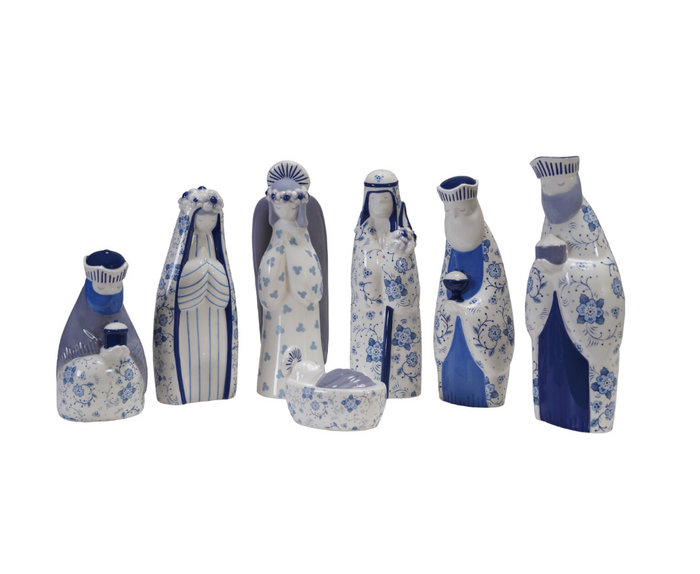 Blue + White Ceramic Nativity