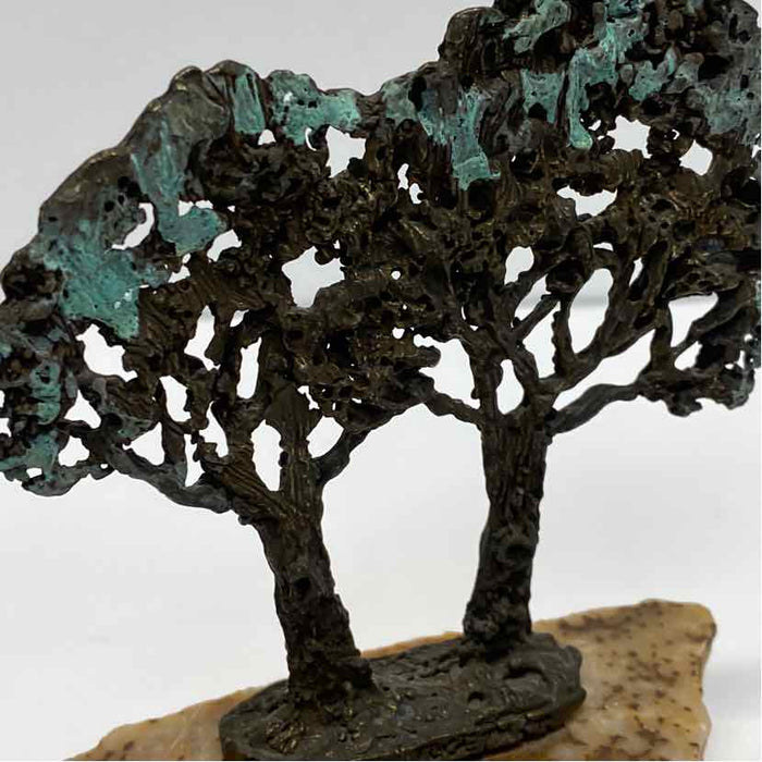 Bronze 2 tree sculpture mounted on a natural stone base Sculpture