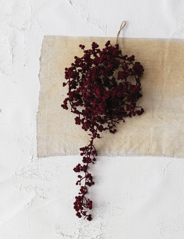 Burgundy Flocked Ball Garland