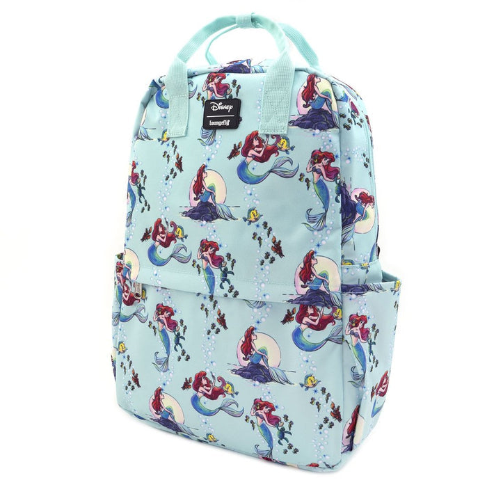 Loungefly Ariel Scenes All Over Print Nylon Square Backpack