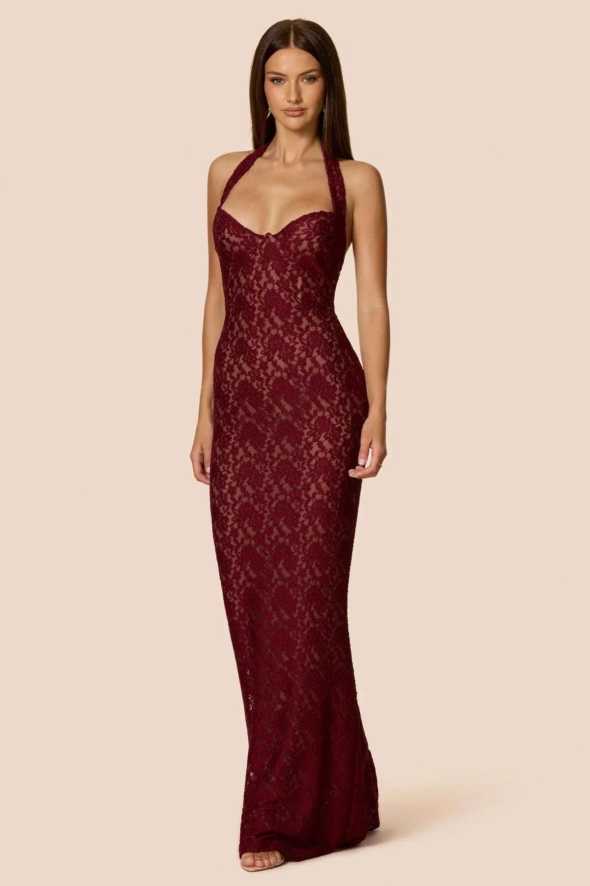 Nookie Mystique Halter Gown - Wine