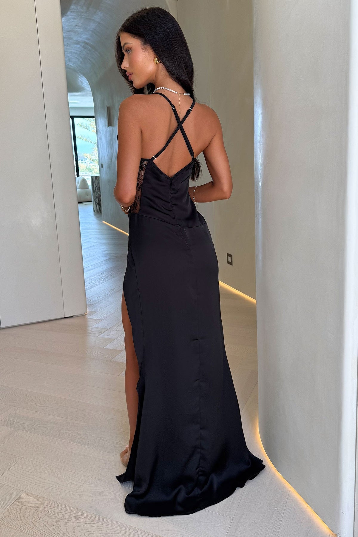 Sonnet Satin Maxi Dress - Black