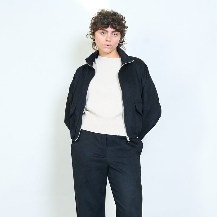 Suede touch zip pocket jacket wholesale