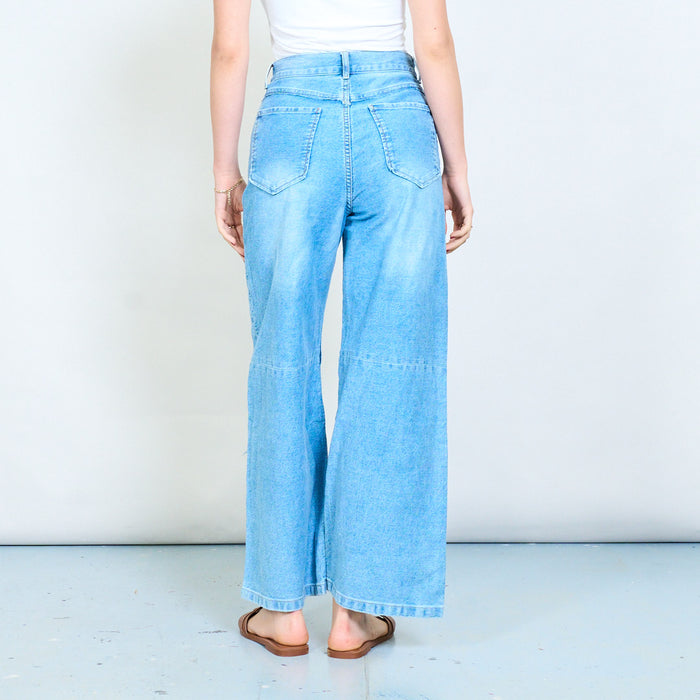 Vintage wash denim jeans with cut-out details wholesale