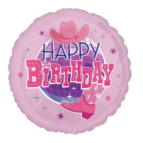 17" Disco Cowgirl Happy Birthday Foil Balloon