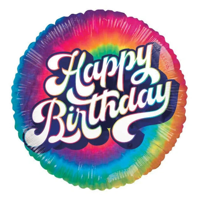 17" Groovy Tie-Dye Happy Birthday Balloon