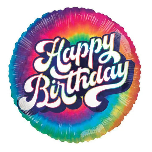 17" Groovy Tie-Dye Happy Birthday Balloon