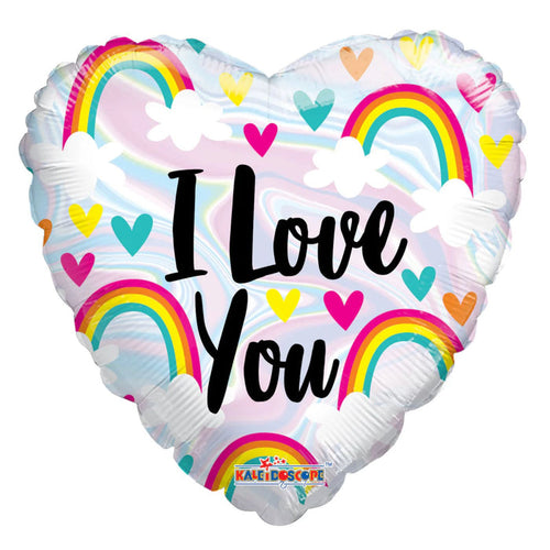 18" I Love You Hearts & Rainbows Balloon