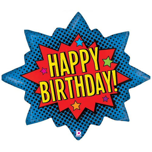 32" Superhero Birthday Burst Foil Balloon