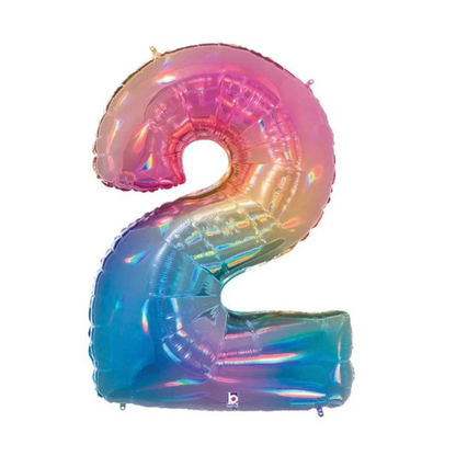 34" Number Balloon Opal Rainbow -
