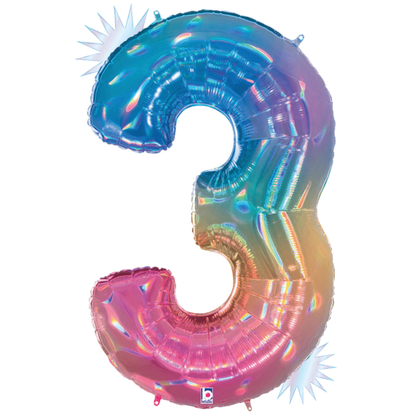 34" Number Balloon Opal Rainbow -
