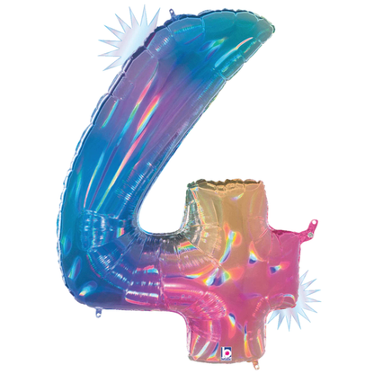 34" Number Balloon Opal Rainbow -