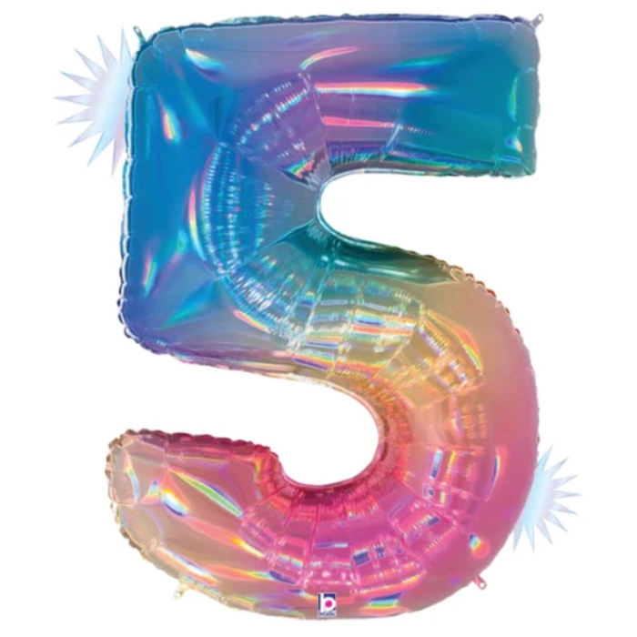 34" Number Balloon Opal Rainbow -