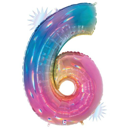 34" Number Balloon Opal Rainbow -