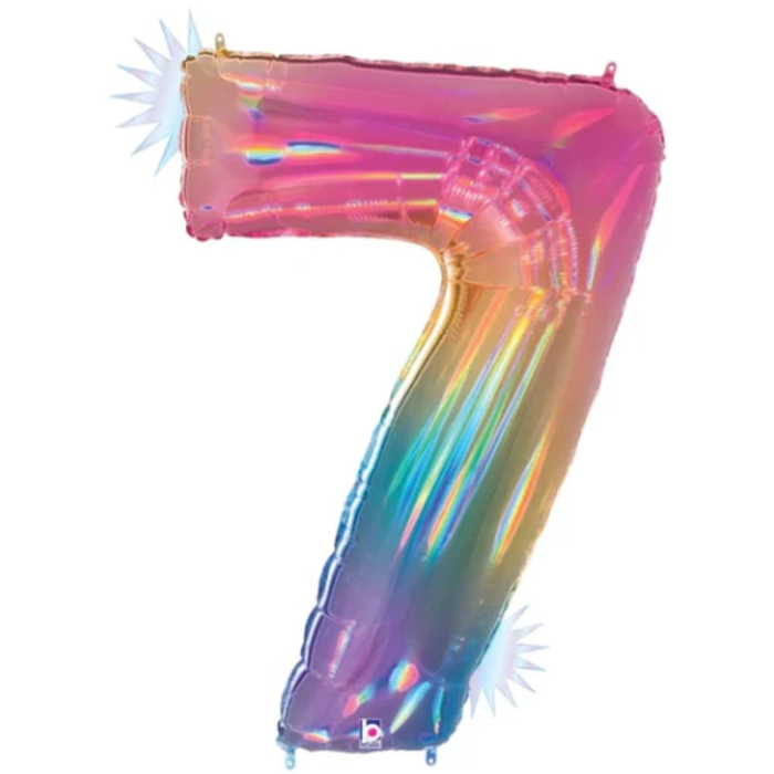 34" Number Balloon Opal Rainbow -