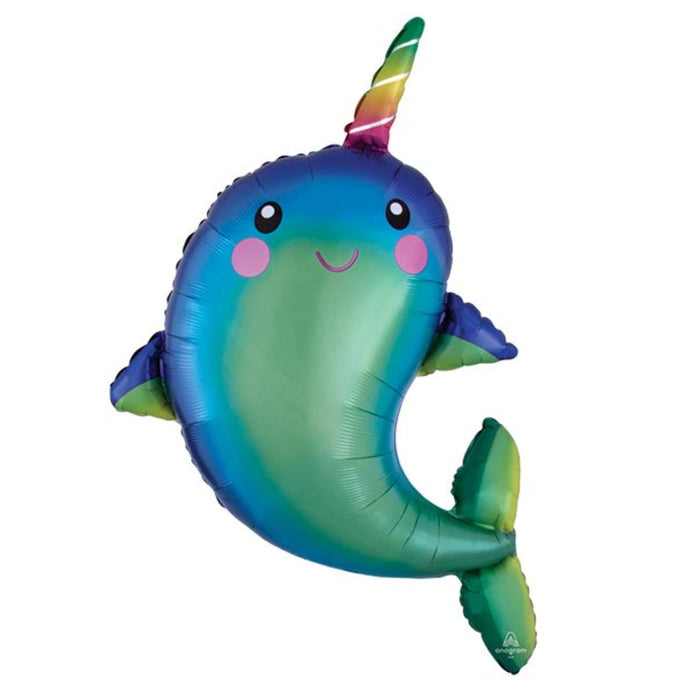 39" Happy Narwhal Foil Balloon