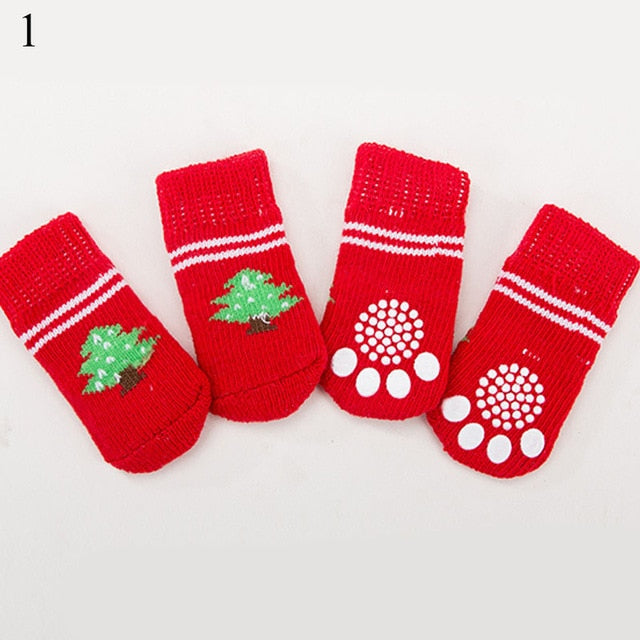 4Pcs Warm Puppy Dog Shoes Soft Pet Knits Socks - foxberryparkproducts