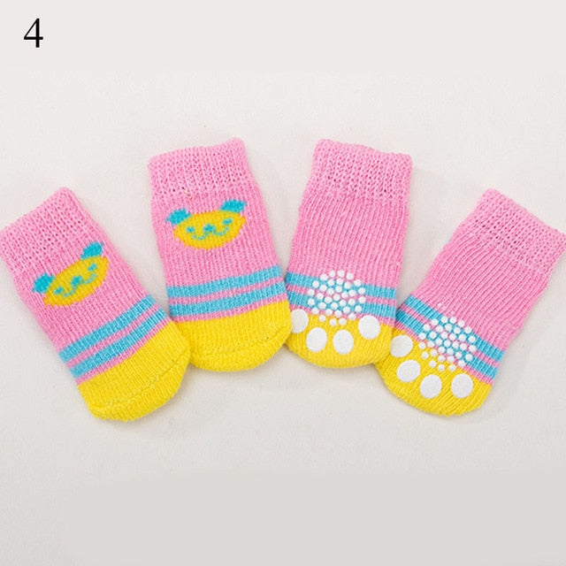 4Pcs Warm Puppy Dog Shoes Soft Pet Knits Socks - foxberryparkproducts