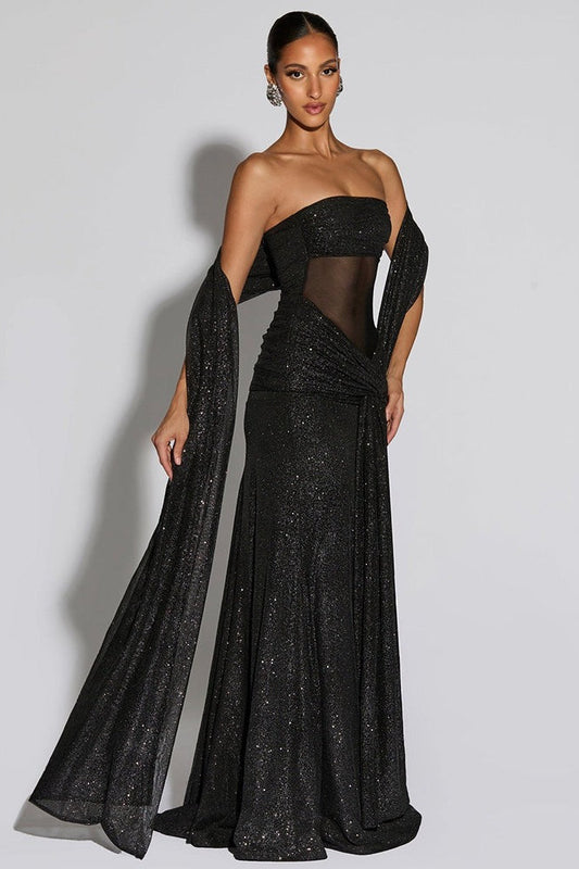 Sexy Elegant Tube Off Shoulder Silver Prom Dress