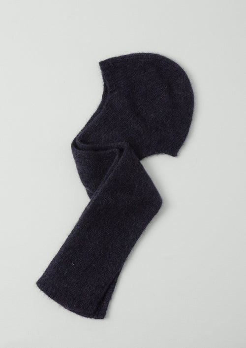 Lofty Alpaca Hooded Scarf | Dark Navy