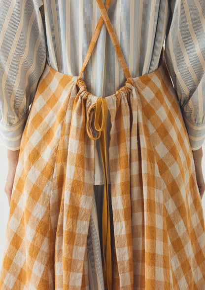 Orchard Check Cross Back Linen Cotton Apron | Mist/Cider