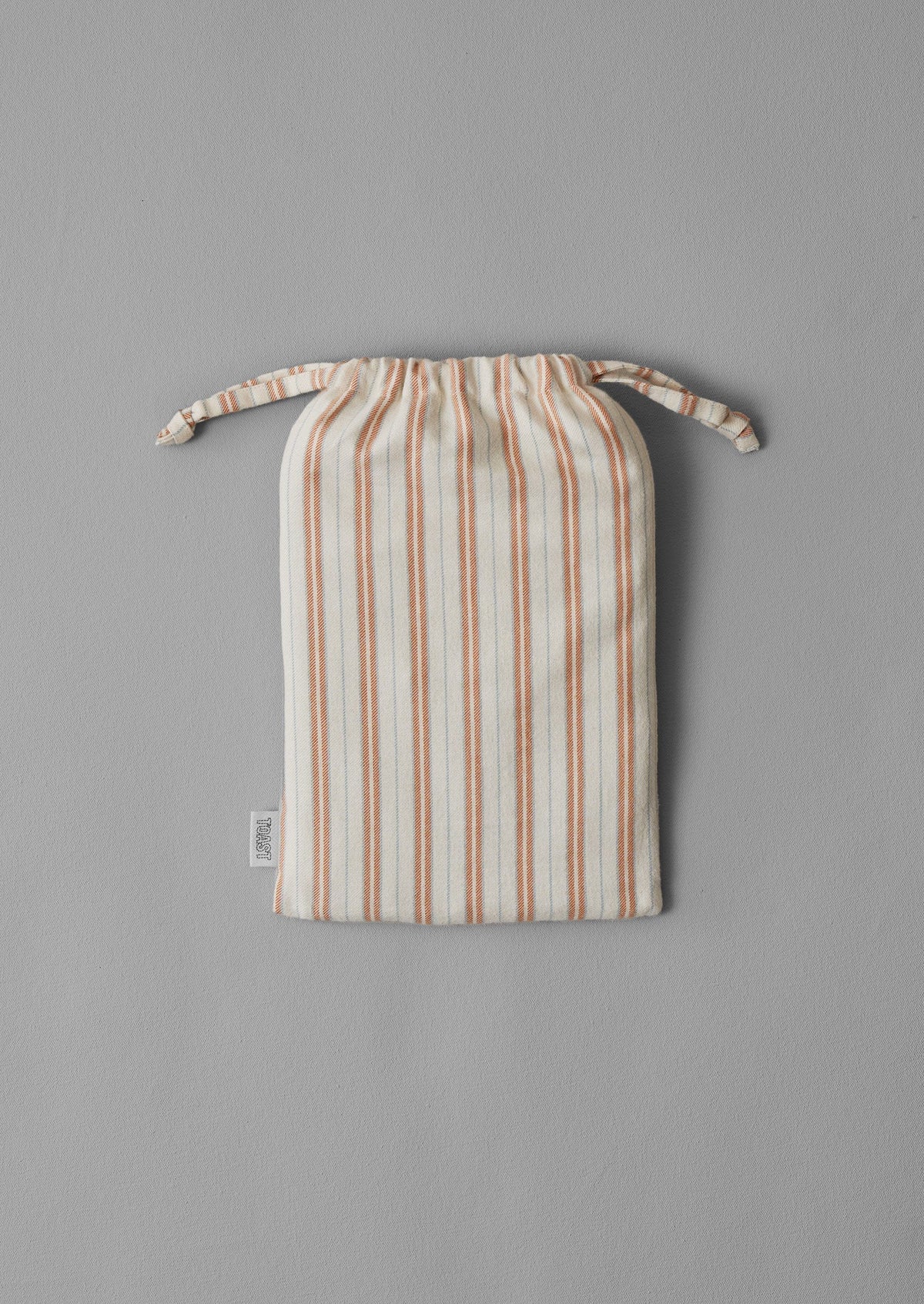Ines Stripe Cotton Flannel Oxford Pillowcase Set | Apricot/Soft Blue
