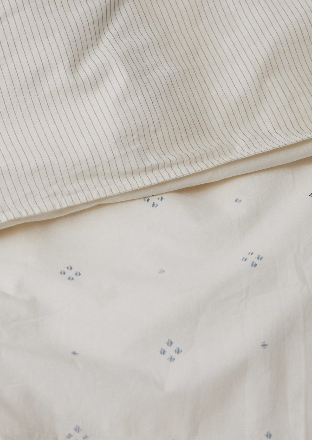 Rowan Print Cotton Poplin Duvet Cover | Ecru/Soft Blue