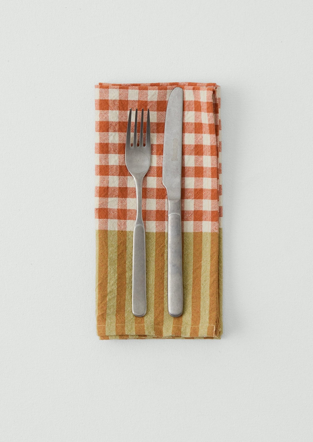 Hand Woven Siesta Check Napkin | Peach/Bright Olive