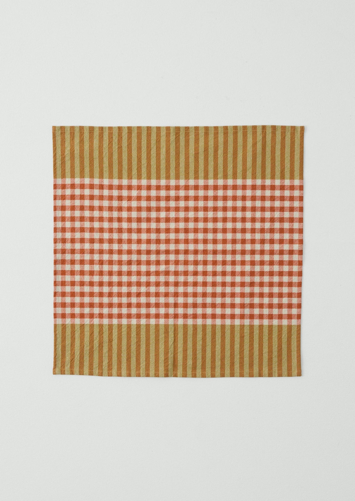 Hand Woven Siesta Check Napkin | Peach/Bright Olive
