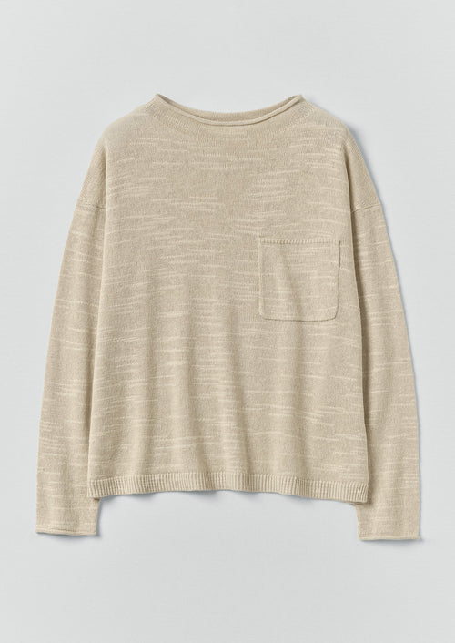 Linen Cotton Fine Knit Sweater | Parchment
