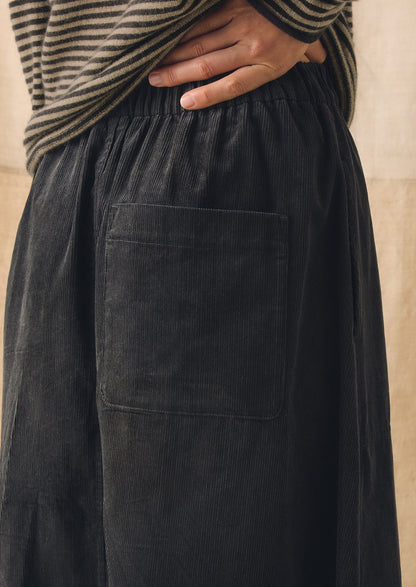 Organic Cord Pull On Skirt | Charcoal