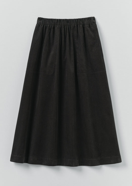 Organic Cord Pull On Skirt | Charcoal