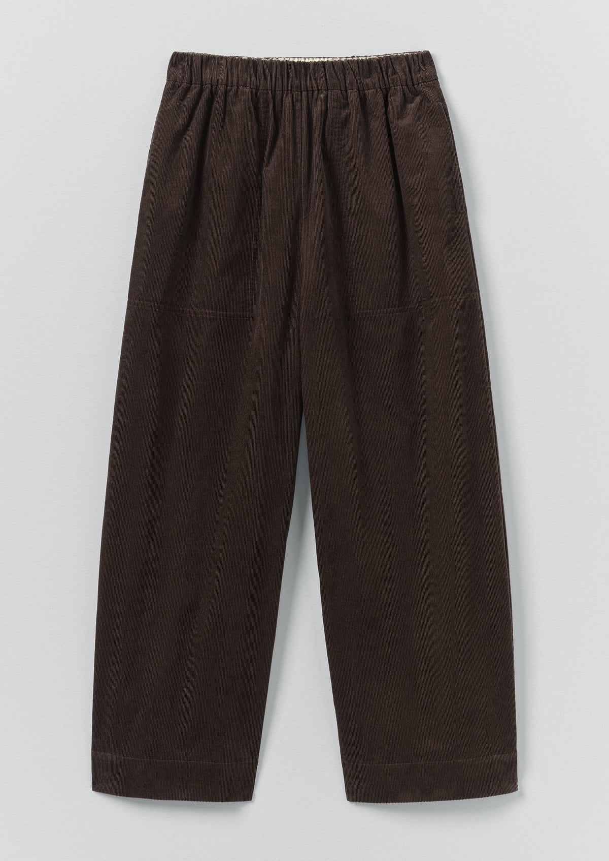 Organic Cord Barrel Leg Trousers | Bitter Chocolate