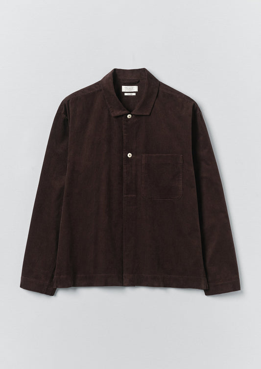 Organic Cord Smock Popover Shirt | Bitter Chocolate