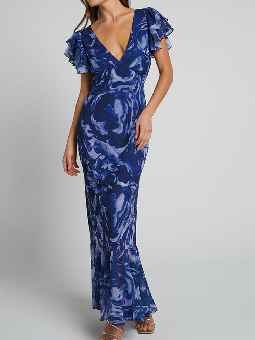 Miana - V-neck Bell Sleeve Dress