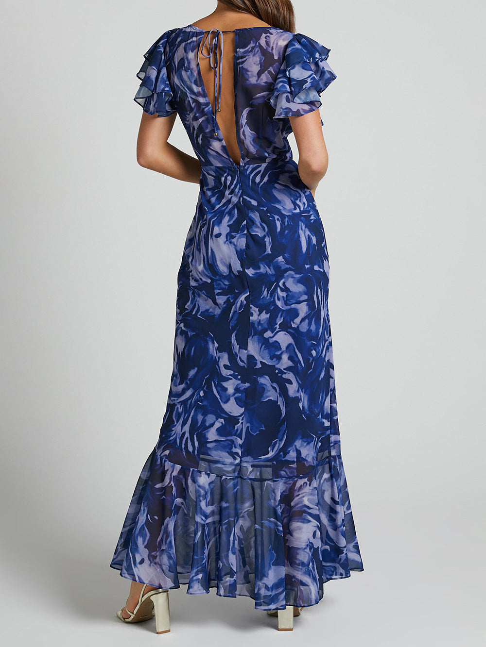 Miana - V-neck Bell Sleeve Dress
