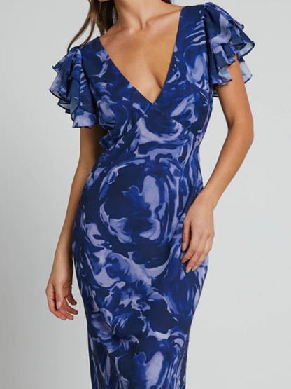 Miana - V-neck Bell Sleeve Dress
