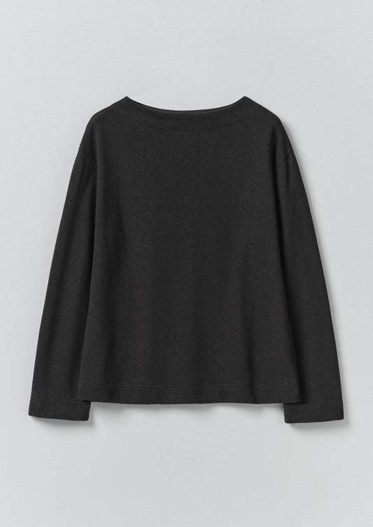 Mock Neck Cotton Hemp Sweater | Dark Charcoal