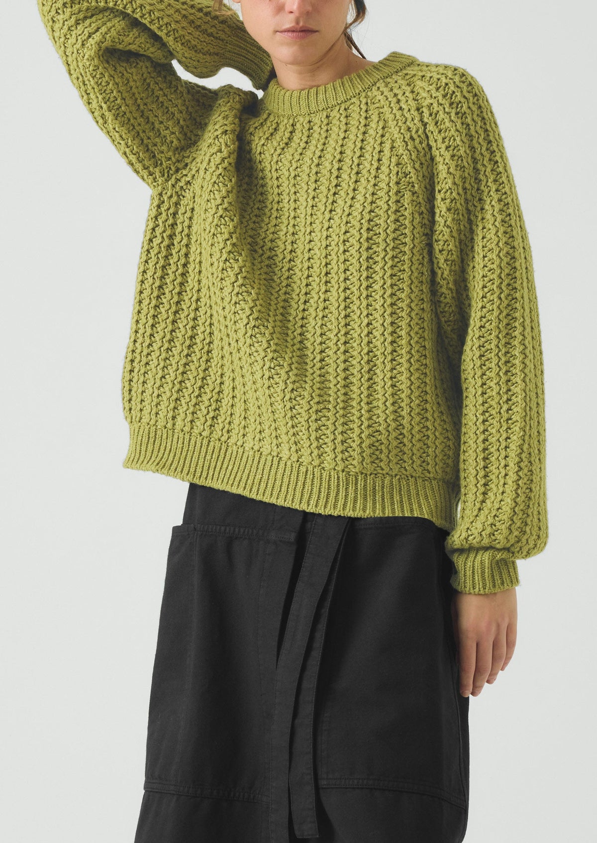 Racked Rib Wool Cotton Sweater | Apple