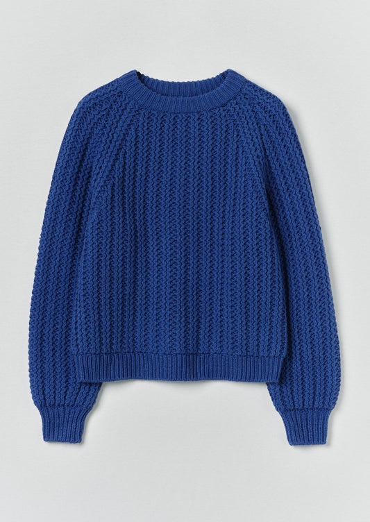 Racked Rib Wool Cotton Sweater | Cobalt