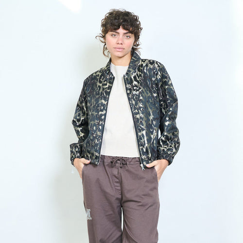 Animalia graphic leopard pattern zip jacket wholesale