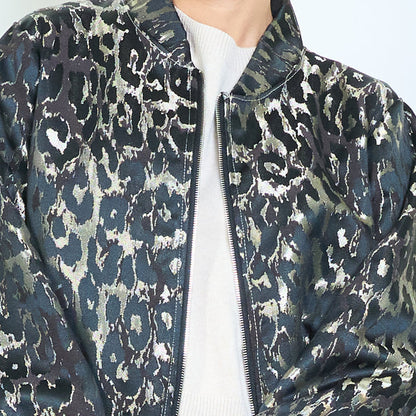 Animalia graphic leopard pattern zip jacket wholesale