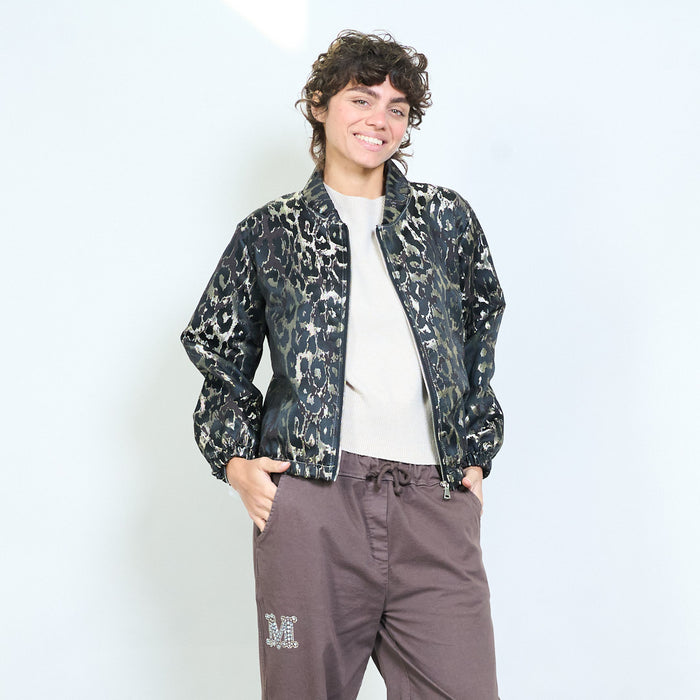 Animalia graphic leopard pattern zip jacket wholesale