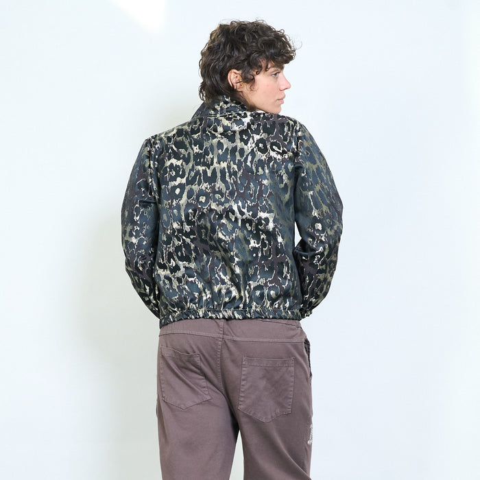 Animalia graphic leopard pattern zip jacket wholesale
