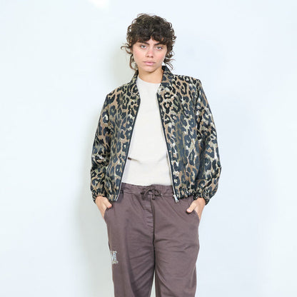 Animalia graphic leopard pattern zip jacket wholesale