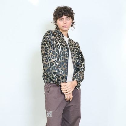 Animalia graphic leopard pattern zip jacket wholesale