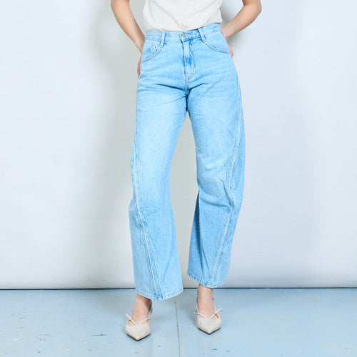Architectural panel seam wide-leg denim jeans wholesale